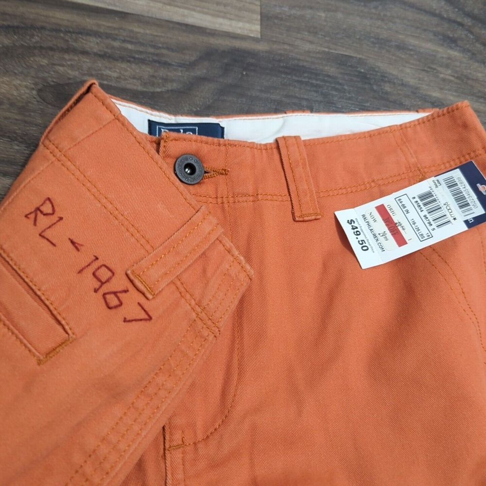 NWT Polo Ralph Lauren‎ Cargo  Shorts Boys Size 18 Orange Vintage 90's Y2K I22